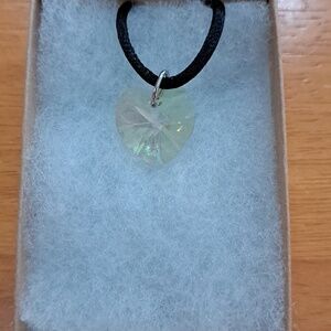 Crisp Mint Crystal Heart Necklace